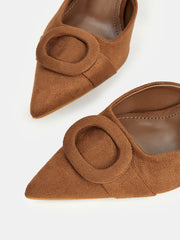 Pointed Toe Suede Effect Heels