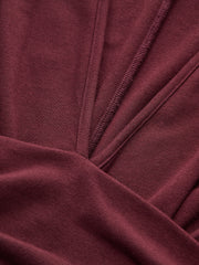 Deep V-Neck Ruched Long-Sleeve Mini Dress