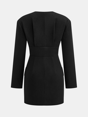 Zip-Front Gold Embellished Mini Dress