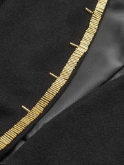 Zip-Front Gold Embellished Mini Dress