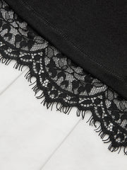 Color-Block Collared Pleated Lace Detail Mini Dress