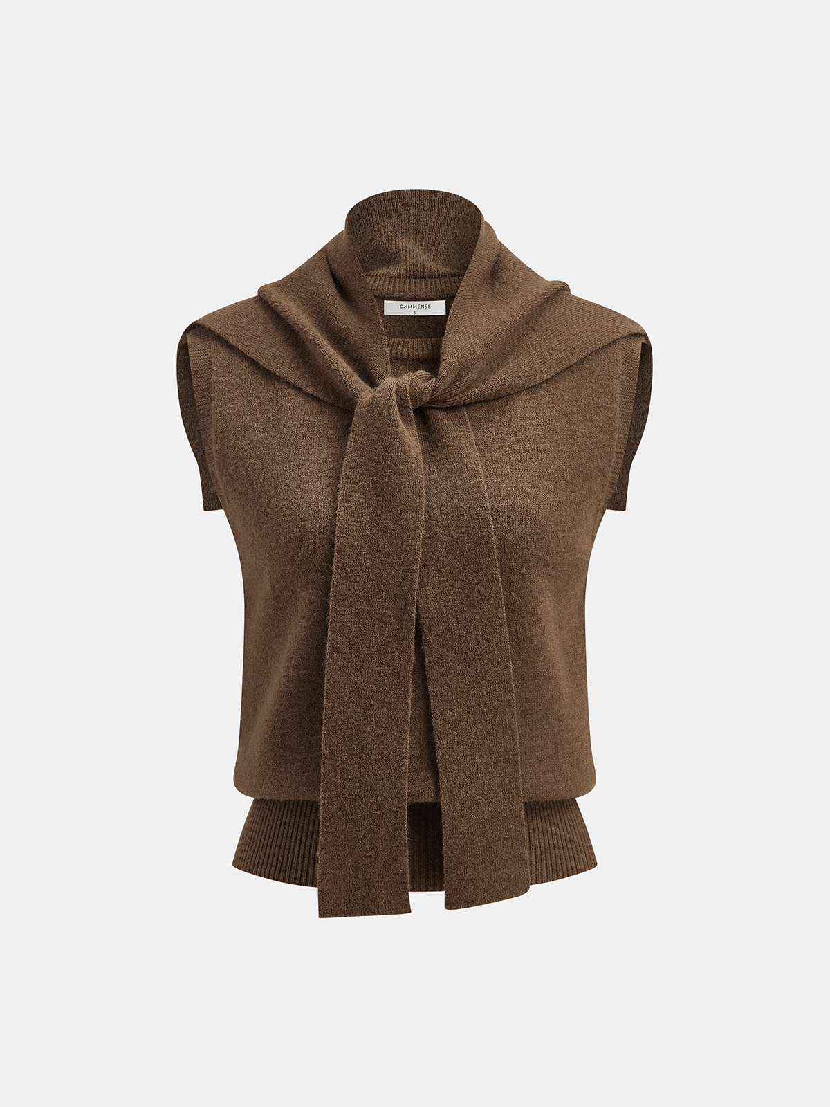 Sleeveless Knit Vest with Shawl Detail