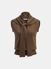 Sleeveless Knit Vest with Shawl Detail
