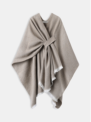 Solid Faux Cashmere Wrap Cape