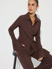 Flared Cuff Striped Shirt