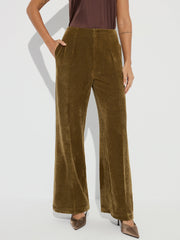 Mid-Waist Velvet Wide-Leg Pants