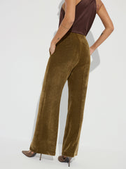 Mid-Waist Velvet Wide-Leg Pants