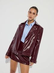 Lapel Faux Leather Jacket