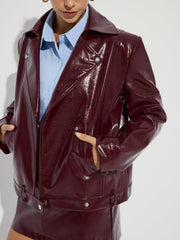 Lapel Faux Leather Jacket