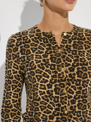 Leopard Print Long Sleeve Knit Cardigan
