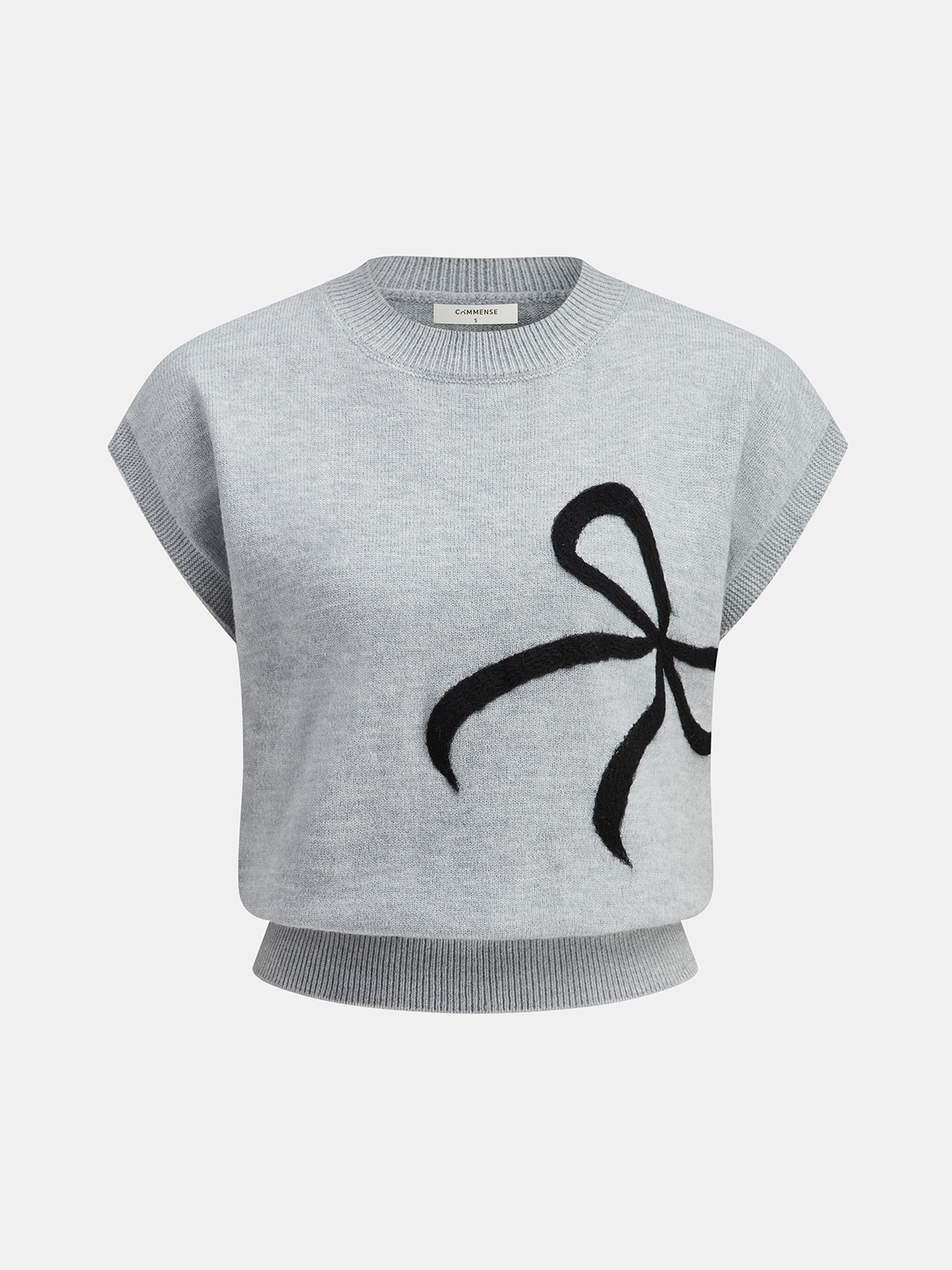 Bow Detail Cap Sleeve Knitted Vest