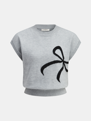 Bow Detail Cap Sleeve Knitted Vest
