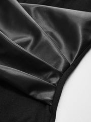 Faux Leather Wrap Waist V-Neck Bodysuit