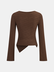 Textured Asymmetric Top and Pants Set