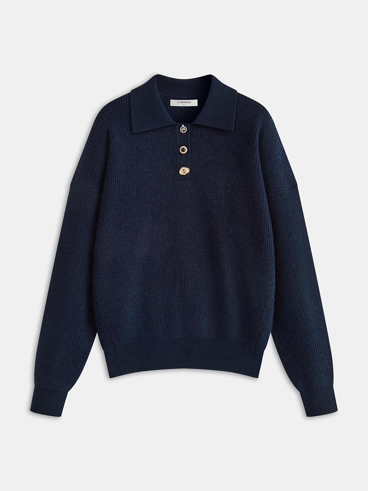 Long-Sleeve Knit Polo Sweater