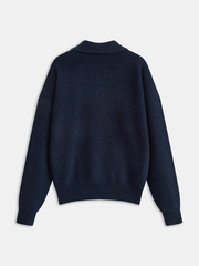 Long-Sleeve Knit Polo Sweater