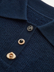 Long-Sleeve Knit Polo Sweater