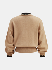 Contrast Stitch V-Neck Knit Sweater