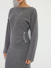 Knit Button Detail Top and Maxi Skirt Set