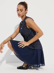 Tweed Sleeveless Top and Chiffon Mini Skirt Set