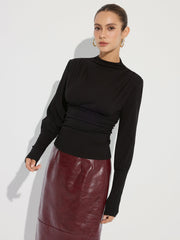 Ruched Mock Neck Top