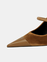 Faux Suede Pointed-Toe Mary Jane Pumps