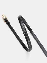 Croc-Embossed Leather Belt