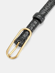 Croc-Embossed Leather Belt