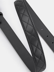Quilted Chain Buckle Leather Belt