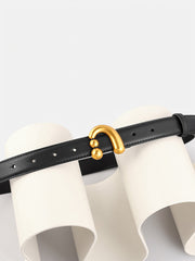 Golden Abstract Buckle Leather Belt