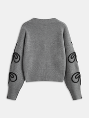 Floral Applique Knit Cardigan