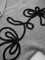 Floral Applique Knit Cardigan