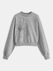 Floral Applique Cropped Sweatshirt