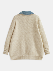Denim Panel Utility Pocket Knit Cardigan