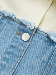 Distressed Detail Denim Paneled Jacket