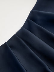 Bell Sleeve Draped Satin Blouse