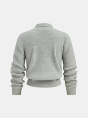 Tie Neck Metal Button Knit Cardigan