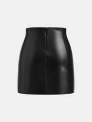 Metal Detail Faux Leather Mini Skirt