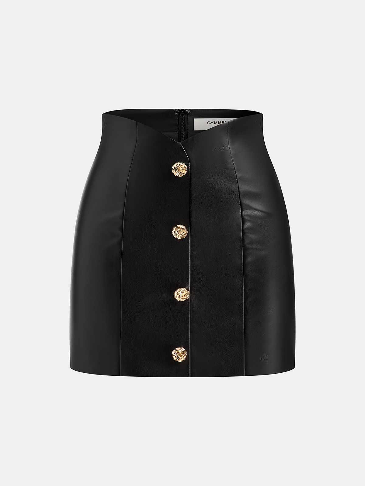 Metal Detail Faux Leather Mini Skirt