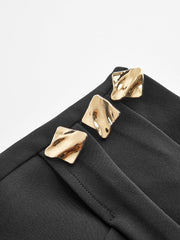 Metal Detail Asymmetric Skort