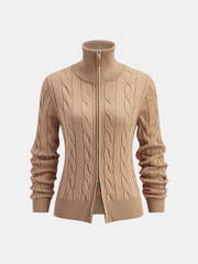 Cable Knit Zip-Up Cardigan