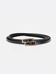 Double-Loop Buckle Leather Thin Belt