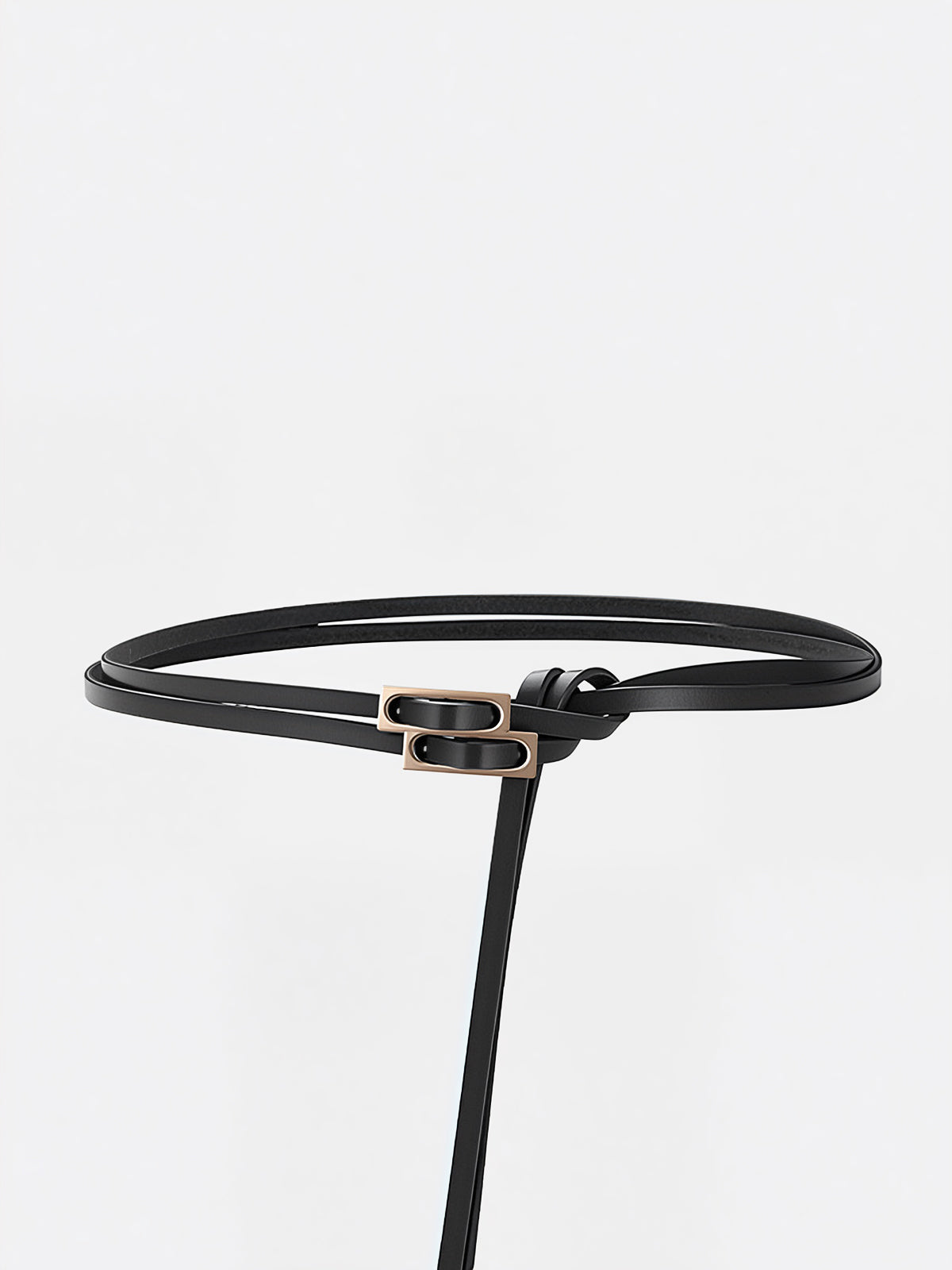 Double-Loop Buckle Leather Thin Belt