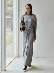 Knit Cut-Out Tie Waist Top and Skirt Set