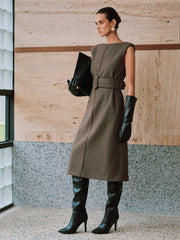 Belted Sleeveless Midi Dress