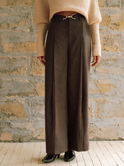 High-Waist Pleated Wide-Leg Pants