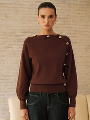 Asymmetric Metal Detail Sweater