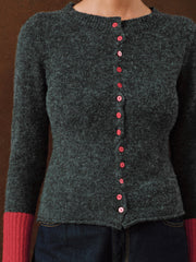 Contrast Cuff Wool-Blend Cardigan