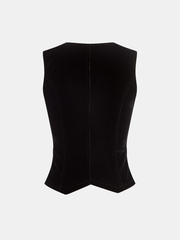 Button-Front Velvet Fitted Vest