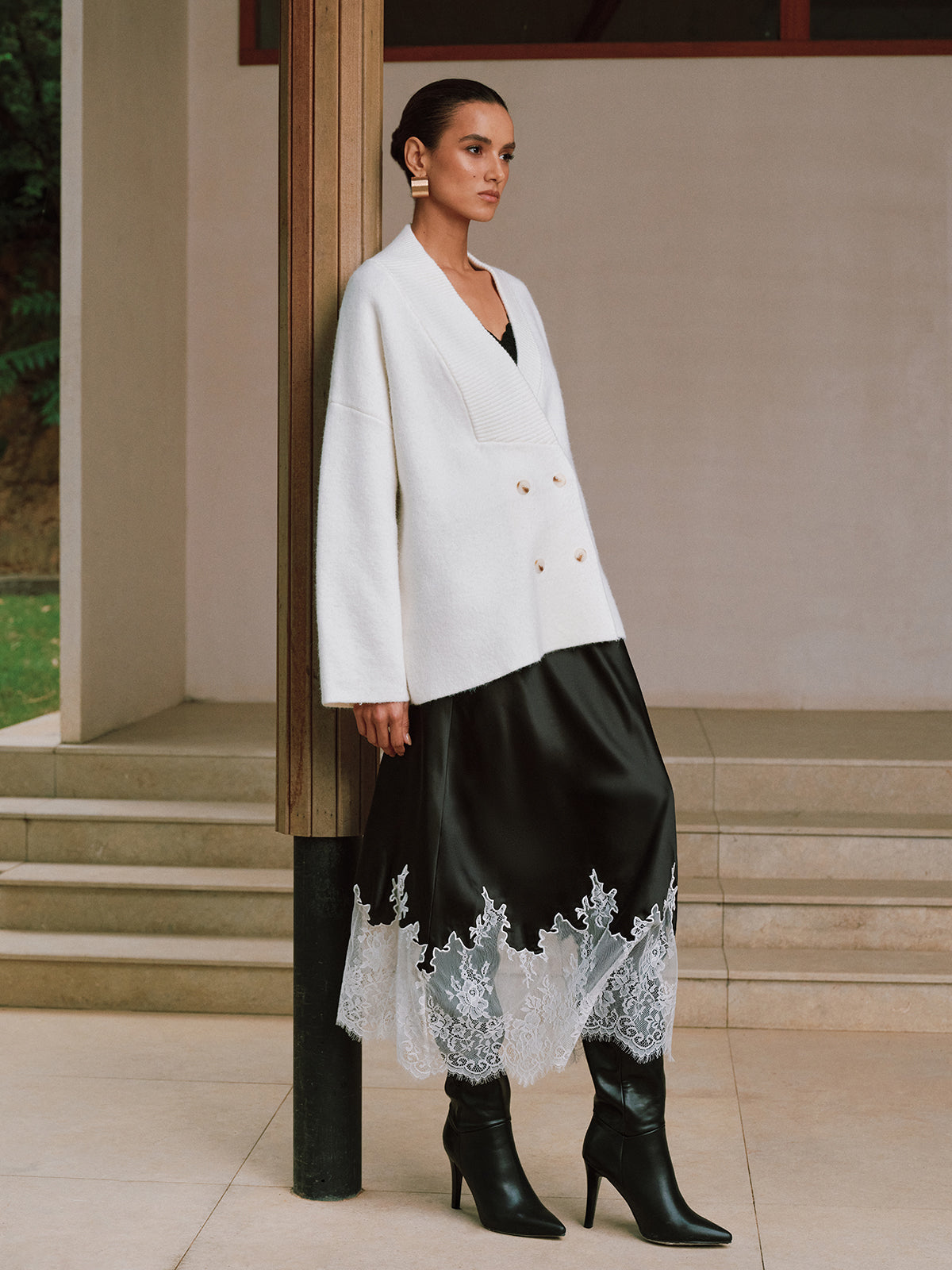 Double-Breasted Oversized Cardigan